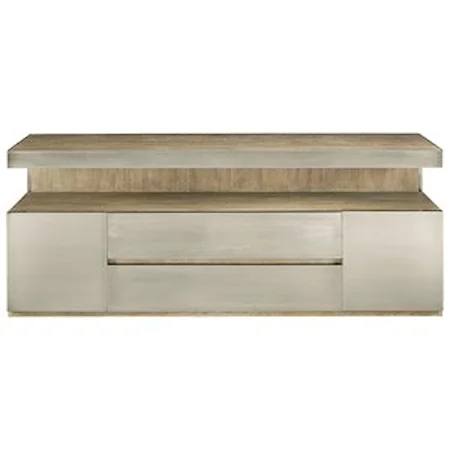 Contemporary Entertainment Console with Stainless Steel Paneling